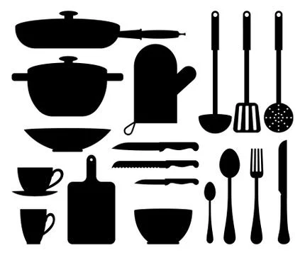 Kitchen Utensil Cute Patterns Vector Illustration Illustrazione stock