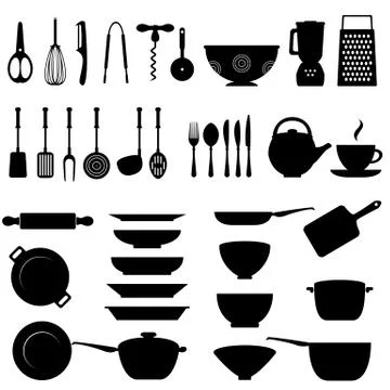 Kitchen utensil icon set Stock Illustration