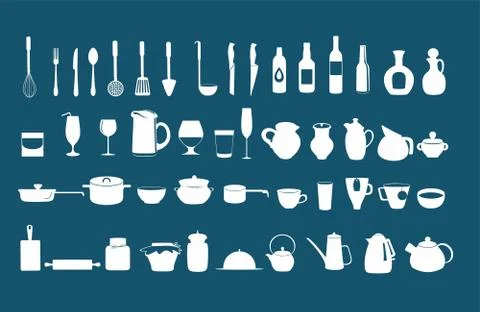 Kitchen utensil icons vector set Stock Illustration