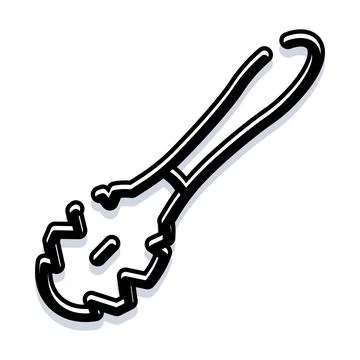 Kitchen utensil pasta server cooking doodle illustration Stock Illustration