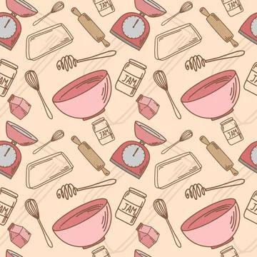 Kitchen Utensil Seamless Pattern Illustrazione stock