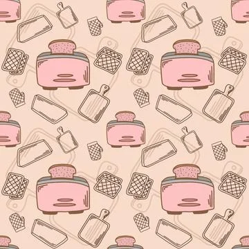Kitchen Utensil Seamless Pattern Stock Illustration