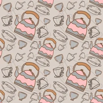 Kitchen Utensil Seamless Pattern Stock Illustration