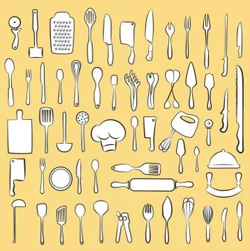 Kitchen utensil set 스톡 일러스트
