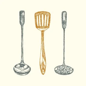 Kitchen utensil set Stock Illustration