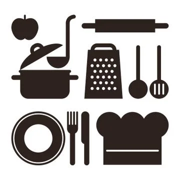 Kitchen utensil set Stock Illustration
