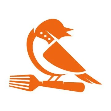 Kitchen utensil shaped bird vector icon Stock Illustration