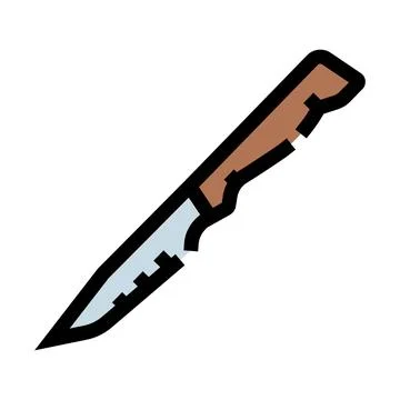 Kitchen utensil with sharp steel blade and brown handle Stock Illustration