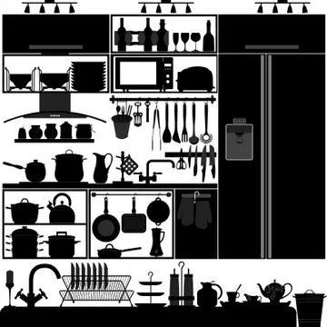 Kitchen Utensil Tool Interior Design Equipment Stock Illustration