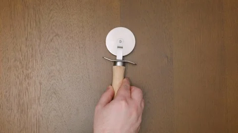 Kitchen utensil on wood dining table backdrop Stock Footage 120663316