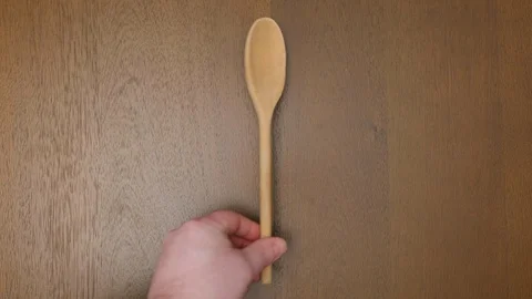 Kitchen utensil on wood dining table backdrop Stock Footage 120664870