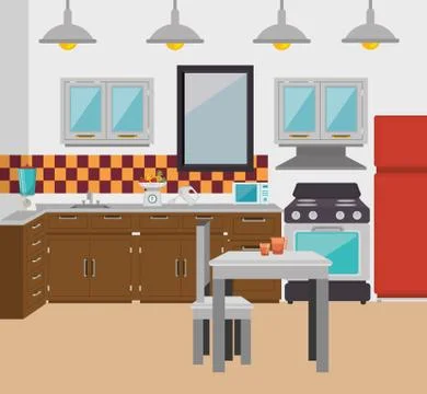 Kitchen utensils and dishware Stockillustratie
