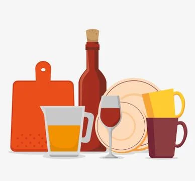 Kitchen utensils and dishware 스톡 일러스트