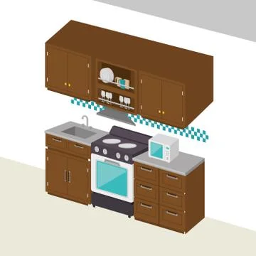 Kitchen utensils and dishware Stockillustratie