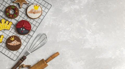 Kitchen utensils biscuits copy space . High quality and resolution beautiful Stock Photos