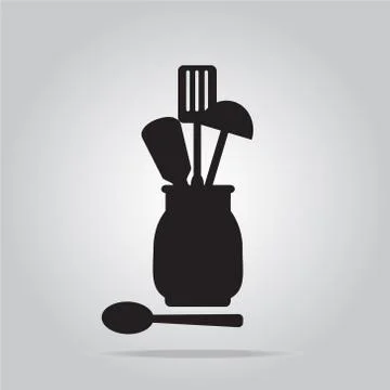 Kitchen utensils in container Stockillustratie