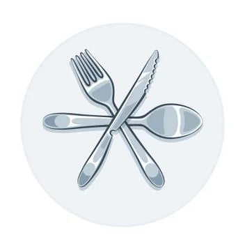 Kitchen utensils fork knife and spoon 스톡 일러스트