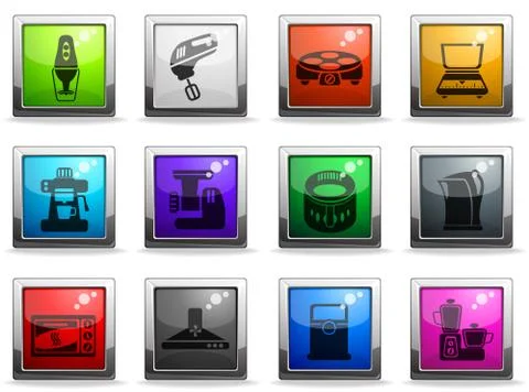 Kitchen Utensils Icon Set Stock Illustration