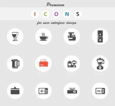 Kitchen Utensils Icon Set Stock Illustration