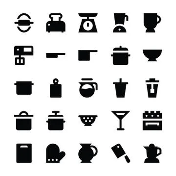 Kitchen Utensils Icons Stock Illustration