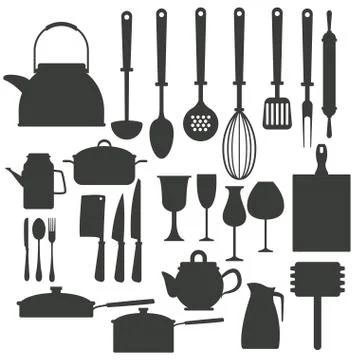 Kitchen utensils icons Stockillustratie