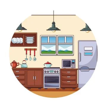 Kitchen with utensils Stock Illustration