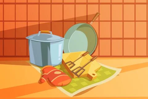 Kitchen Utensils Illustration Ilustración de archivo