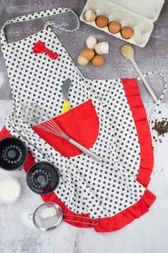 Kitchen utensils important for baking coffee cakes. Stock Photos