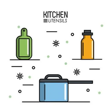 Kitchen utensils infographic Stock Illustration