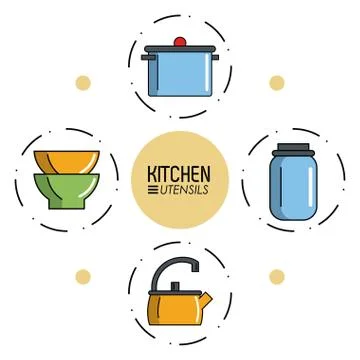 Kitchen utensils infographic Stock Illustration