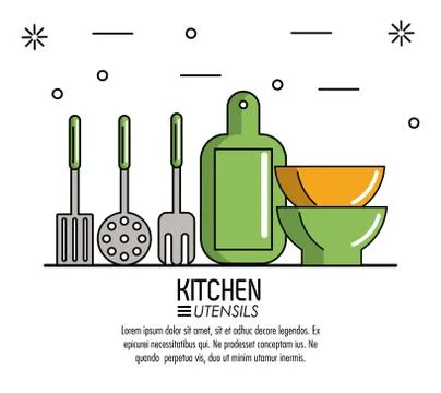 Kitchen utensils infographic Stock Illustration