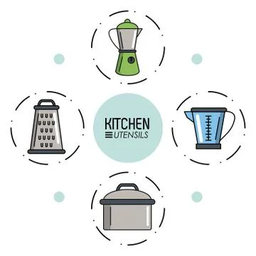 Kitchen utensils infographic Illustrazione stock