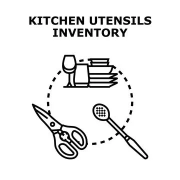 Kitchen utensils inventory planning and management concept Stock Illustration