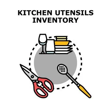 Kitchen utensils inventory planning and management concept Stock Illustration
