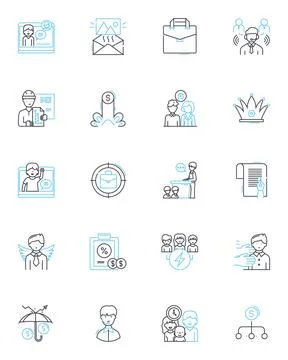 Kitchen Utensils linear icons set. Whisk, Ladle, Spatula, Tongs, Grater Stock Illustration