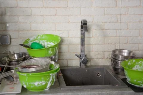 Kitchen utensils need a wash Stock Photos