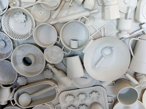 Kitchen utensils painted in white Stock Photos