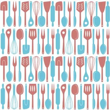 Kitchen utensils seamless pattern Stock Illustration