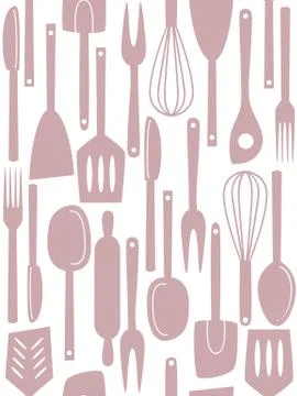 Kitchen utensils seamless pattern Stock Illustration