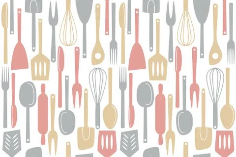 Kitchen utensils seamless pattern Stock Illustration