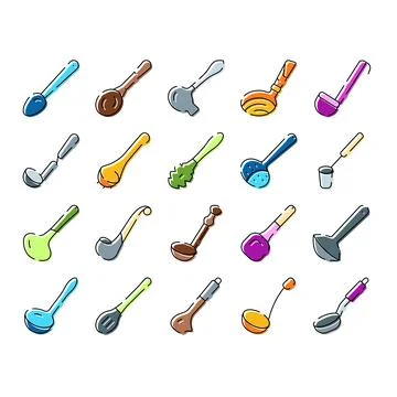 Kitchen utensils set for cooking and serving food Ilustración de archivo