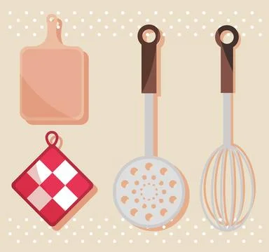 Kitchen utensils set icons Stock Illustration