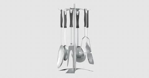 Kitchen utensils set rotation animation seamlessly loopable. 3D rendering i.. Video stock 316632130