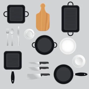 Kitchen utensils set vector illustration isolated Stock Illustration