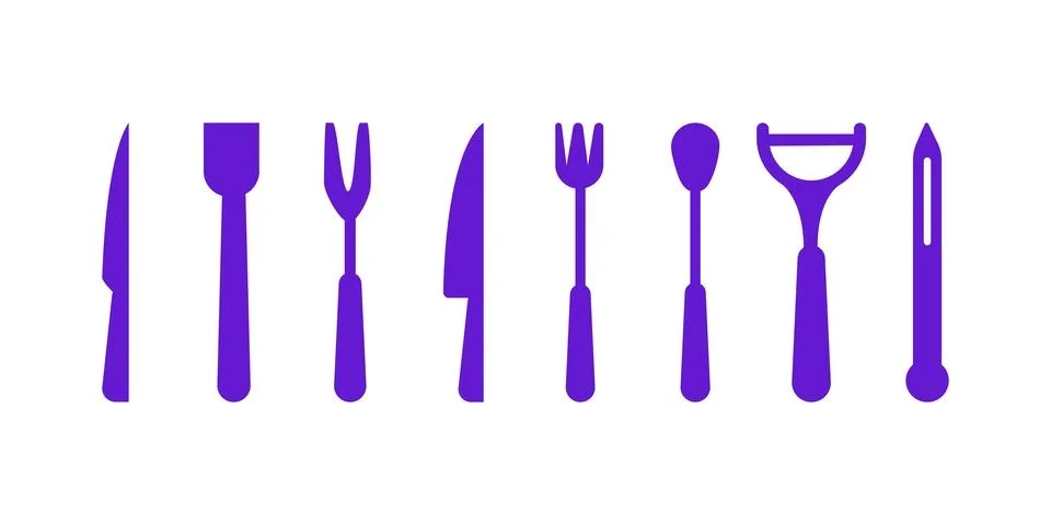 Kitchen utensils silhouettes bundle Stock Illustration