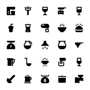Kitchen Utensils Vector Icons Collection Stock Illustration