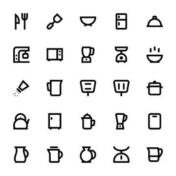 Kitchen Utensils Vector Icons Stock Illustration