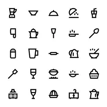 Kitchen Utensils Vector Icons Set Stock Illustration