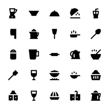 Kitchen Utensils Vector Icons Set Stock Illustration
