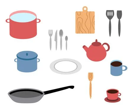 Kitchen utensils, vector set. 스톡 일러스트